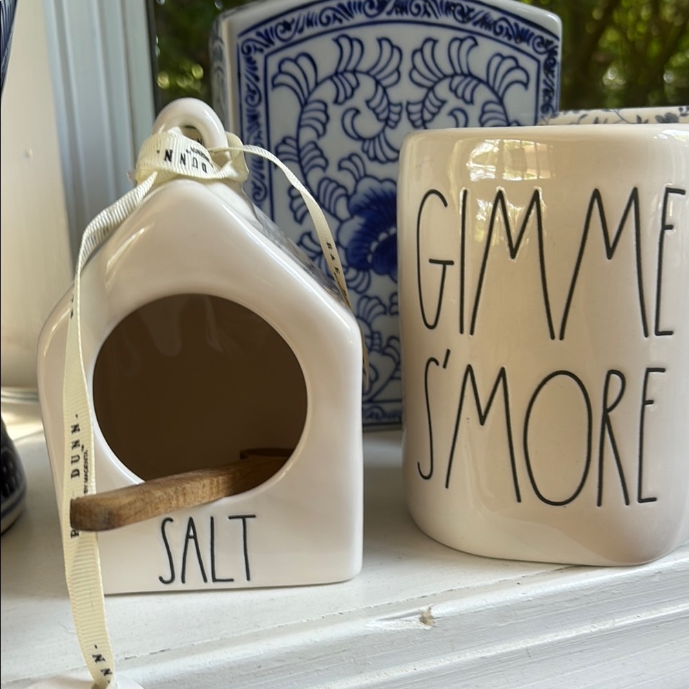 Rae Dunn Mug and White Salt Cellar Set New